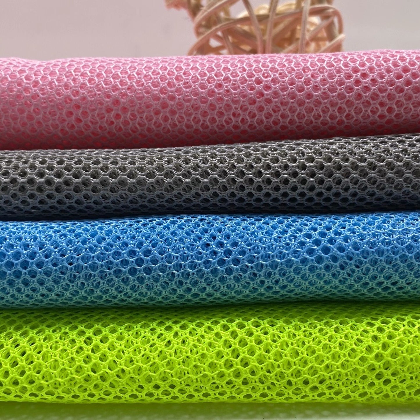 "In-stock 012 diamond mesh fabric, breathable four-way stretch hollow mesh fabric, ripped denim pants, clothing, and stockings material."