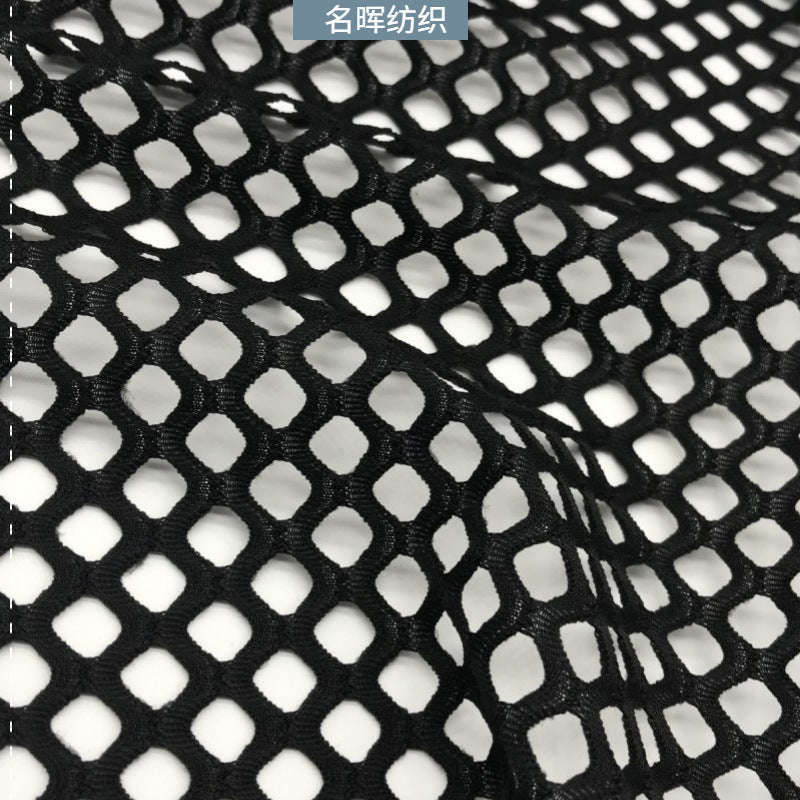 "In-stock 012 diamond mesh fabric, breathable four-way stretch hollow mesh fabric, ripped denim pants, clothing, and stockings material."